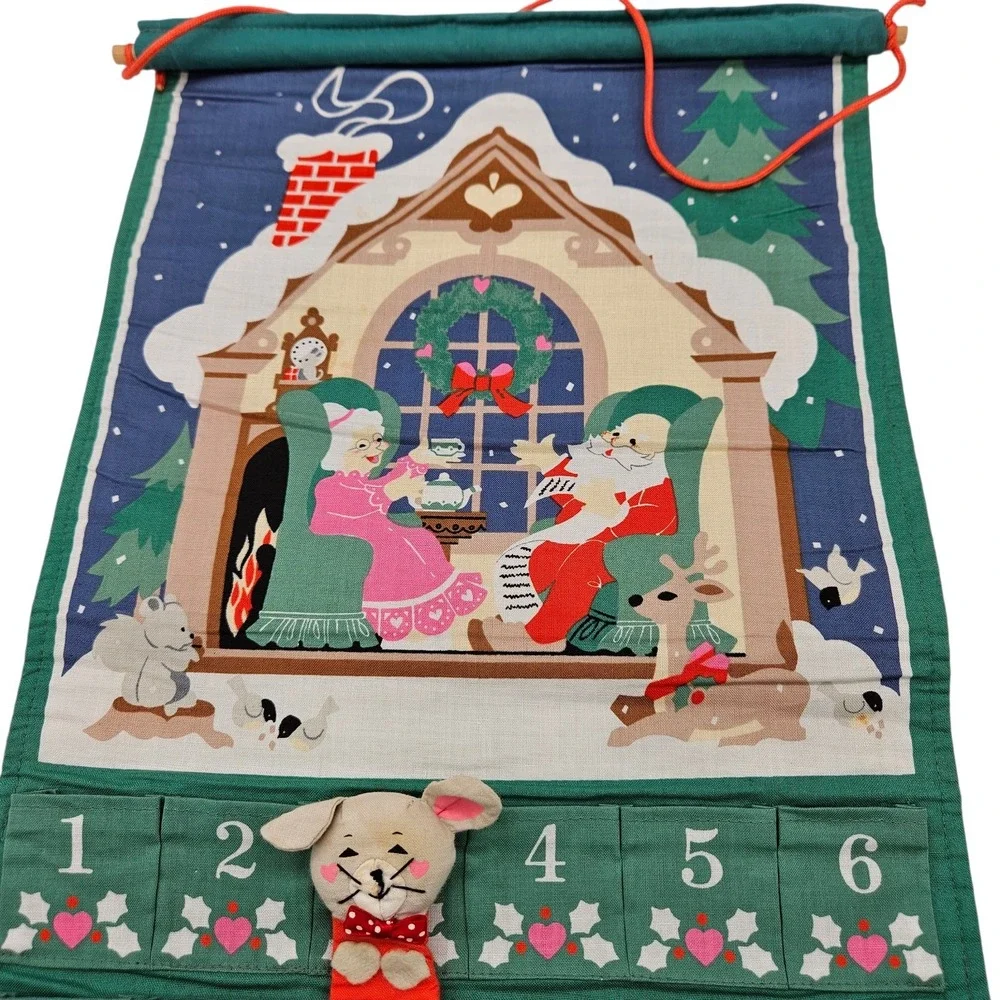 VTG 1980s Avon Advent Calendar with Orig Mouse Countdown to Christmas Santa 1987